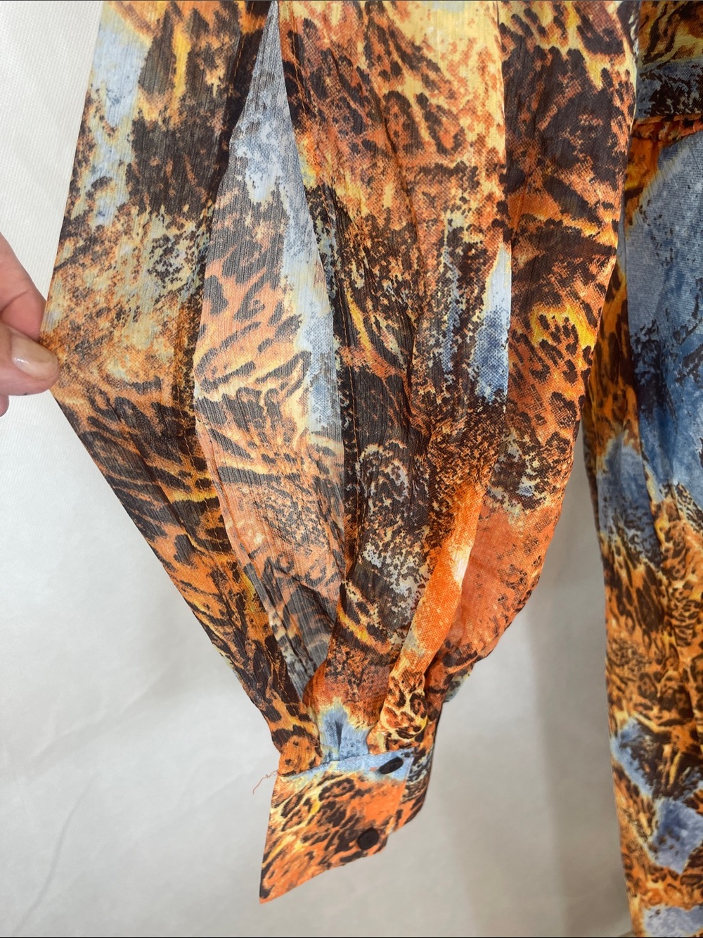 Wrap Maxi Dress in Orange and Blue Animal Print - Picture 14 of 14